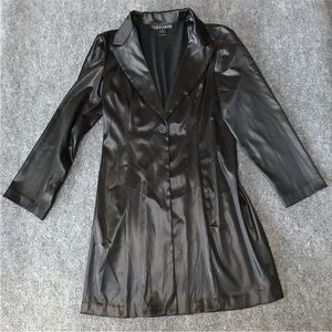 Black Trench Coat 8 Mandee Lightweight Satin USA 
Goth Minimalist Y2K Mobwife